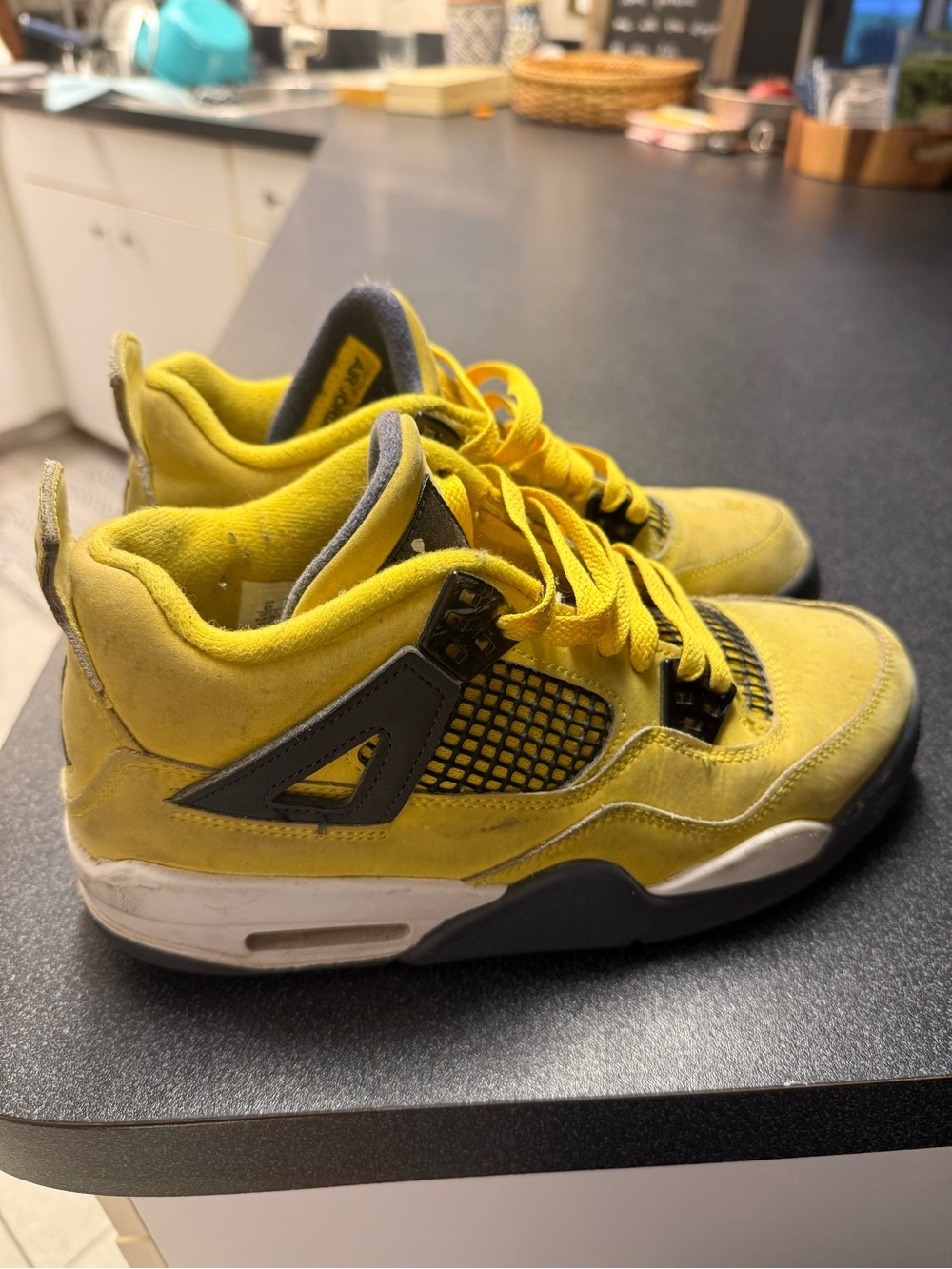 Jordan Kids Yellow and Black High-Top Sneakers